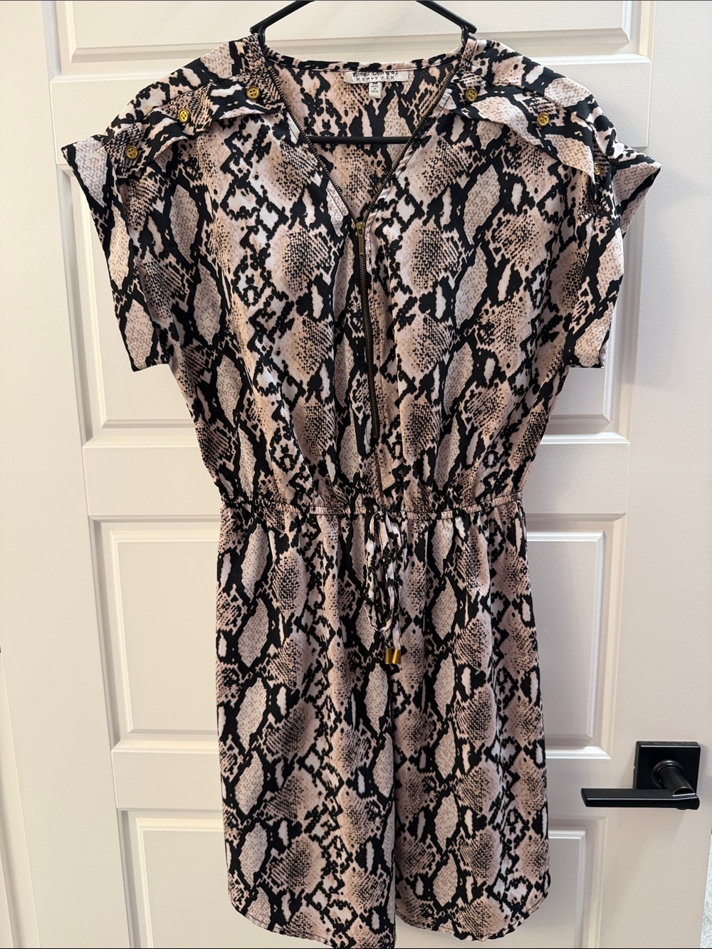 Speed Control Snake-Print Mini Dress in Beige and Black